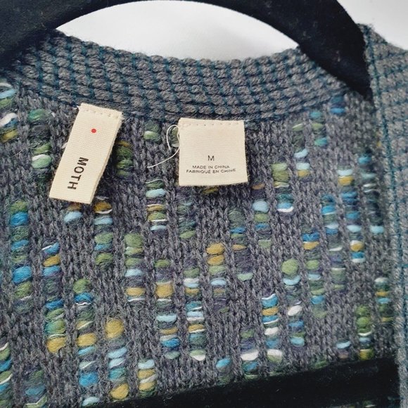 Anthropologie Moth Medium Keavy Gray Multicolor Chunky Knit Sweater Jacket $148 - Picture 4 of 11